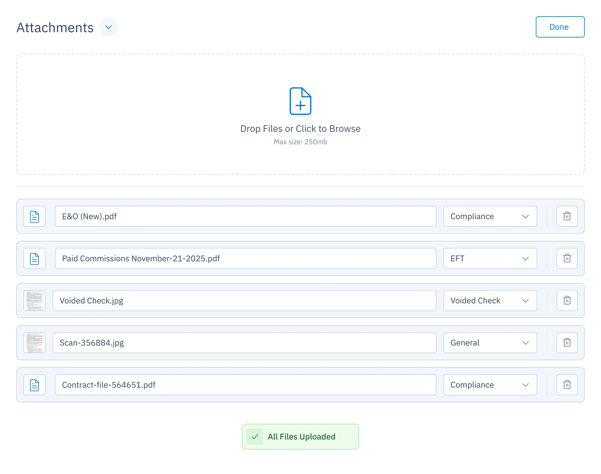 UI screen showing case requirements with status, order date, and last follow-up date.
